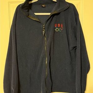 Vintage Navy Blue USA Olympics Team Zip Up Sweater